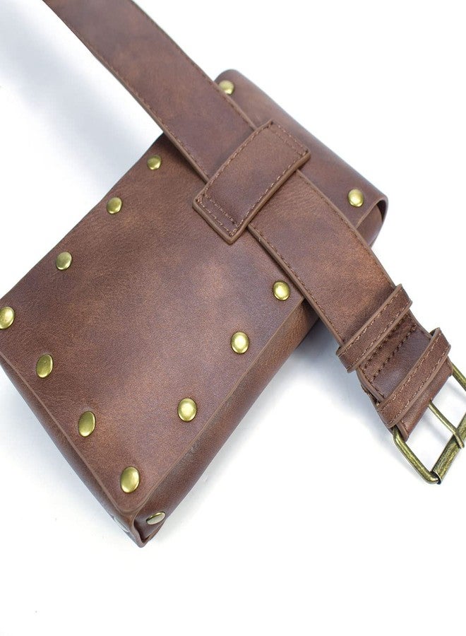 SUMGOGO Retro Belt Pouch Waist Bag Womens Fanny Pack Cellphone Holder Steampunk Medieval Renaissance Purse Costume Accessory (Brown) - Image 4